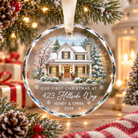 Personalized New Home Ornament – First Christmas House Portrait