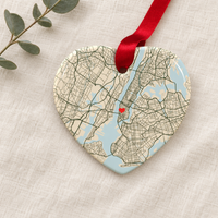 Personalized Map Location Ornament, Custom Wedding Engagement Location Ornament, Couple Christmas Gift, Newlywed Gift, Engagement Gift