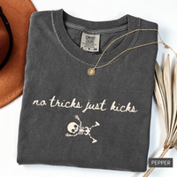 No Tricks Just Kicks Skeleton Shirt, Funny Halloween Pregnancy Tee, Baby Kicking Mom To Be Shirt, Spooky Pregnancy Announcement Gift