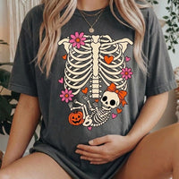 Skeleton Halloween Maternity Shirt, Funny Pregnancy Announcement Tee, Spooky New Mom-to-Be Baby Reveal Shirt