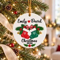 Personalized Couple Stockings Ceramic Ornament – Christmas Gift For Couples