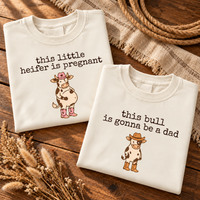 Little Heifer & Bull Pregnancy Announcement Comfort Colors Tee mockup 11