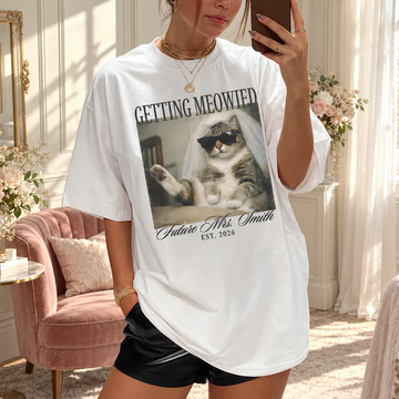 Future Mrs Getting Meowied Comfort Colors Shirt, Cat Mom Engagement Tee
