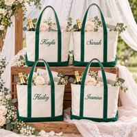 Personalized Embroidered Name Canvas Tote Bag – Zipper Shoulder Bridesmaid Gift