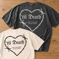 Personalized ’Til Death Wedding Shirt – Custom Last Name & Date Tee