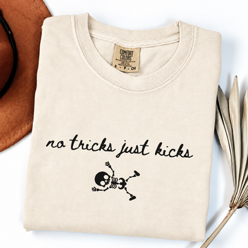 No Tricks Just Kicks Skeleton Shirt, Funny Halloween Pregnancy Tee, Baby Kicking Mom To Be Shirt, Spooky Pregnancy Announcement Gift