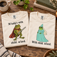 M’Lady’s With Child Frog Couple Shirts – Pregnancy Announcement