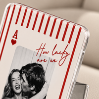 Personalized Striped Play Card Sun Visor Clip With Photo, Custom Couples Photo Car Visor Clip, Drive Safe Gift For Boyfriend, Husband