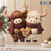 2D Personalized Highland Cow Couple Ornament, Custom Name Christmas Gift for Couple, Cute Farm Animal Ornament, Rustic Love Keepsake 2026