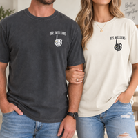 Personalized Til Death Skeleton Couple Shirts, Custom Mr & Mrs Wedding Tees, Last Name & Date Newlywed Shirts, Gothic Wedding Gift