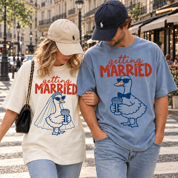 Getting Married Silly Goose Bride & Groom Shirts, Funny Wedding Couple Tees