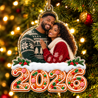 Personalized Christmas Family Gingerbread Custom Shaped Acrylic Ornament – Custom Photo Christmas 2026 Gift