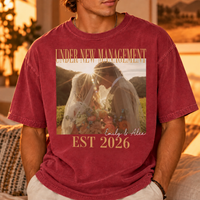Personalized Photo Under New Management Shirt, Custom Names & Wedding Date Tee, Funny Newlywed Wedding Gift, Just Married Outfit
