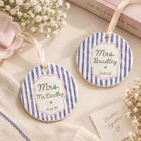 Personalized Mr Mrs Stripe Mug, Engagement Mug, Newly Engaged Gift, Bride Groom Mugs, Custom Wedding Mugs, Anniversary Gift, His Hers Mugs