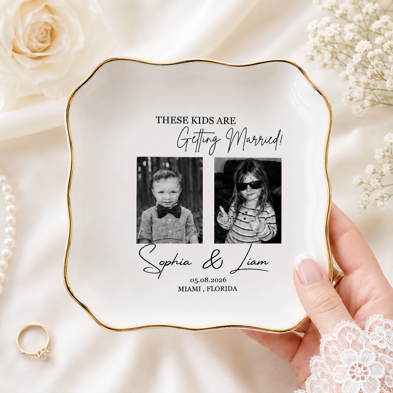 Personalized Photo These Kids Are Getting Married Wedding Jewelry Dish - Gift for Bride, Bridesmaid, Custom Bachelorette Trip, Bridal Shower Gift