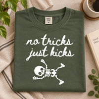 Funny No Tricks Just Kicks Maternity Shirt – Halloween Baby Skeleton
