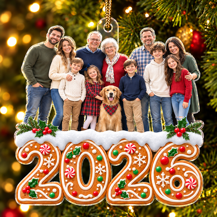Personalized Christmas Family Gingerbread Custom Shaped Acrylic Ornament – Custom Photo Christmas 2026 Gift