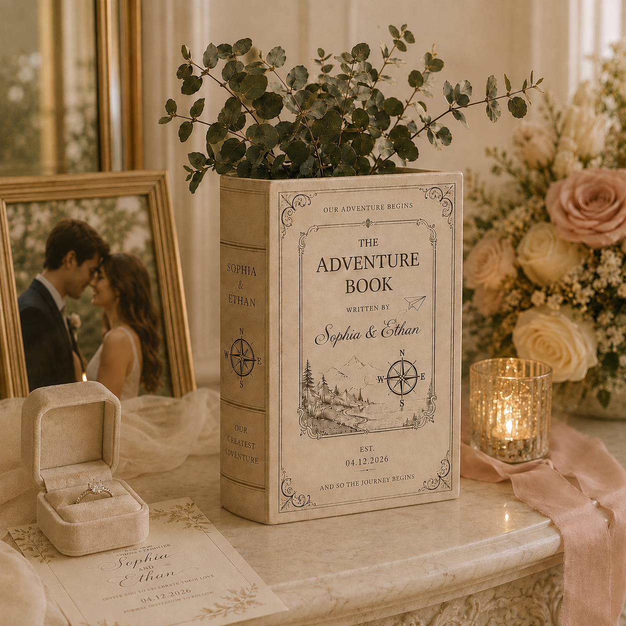 Personalized Love Story Book Vase, Custom Wedding Gift for Couple, Bridal Shower Gift