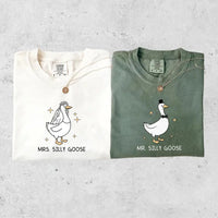 Comfort Colors Silly Goose Couple T-Shirts, Matching Mr & Mrs Wedding Shirts, Funny Goose Bride Groom Tees, Wedding Gift