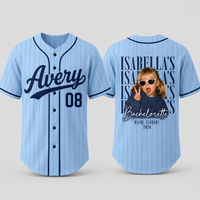 Personalized Bachelorette Baseball Jersey for Bachelorette Party, Custom Photo Bride Name Location Year & Number Shirt, Wedding Weekend Gift