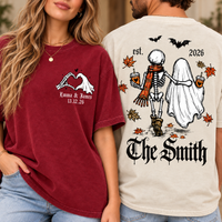 Personalized Skeleton Bride & Groom Gothic Wedding Comfort Colors Tee mockup 4