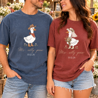 Personalized Mr. & Mrs. Silly Goose Couple Comfort Colors Tee mockup 9