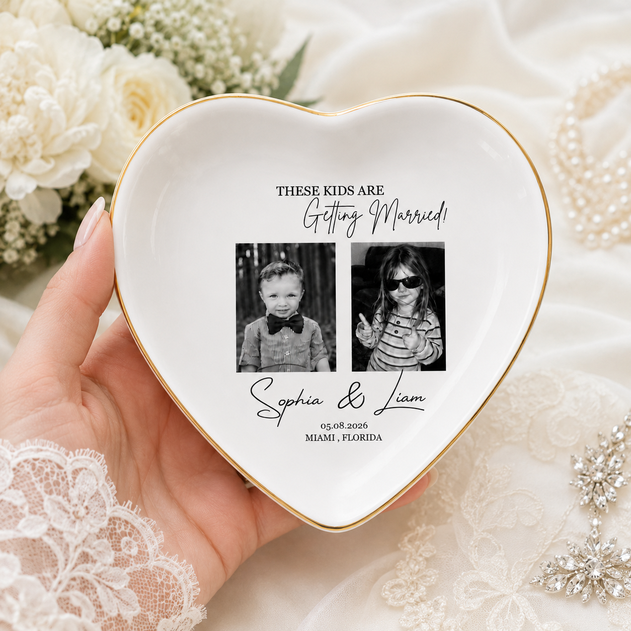 Personalized Photo These Kids Are Getting Married Wedding Jewelry Dish - Gift for Bride, Bridesmaid, Custom Bachelorette Trip, Bridal Shower Gift