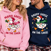 Matching Christmas Mama Goose Daddy Goose On The Loose Sweatshirts, Funny Goose Pregnancy Announcement Tee, Baby Reveal Sweatshirts & Hoodie, Couple Gift