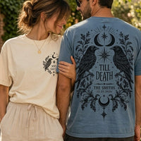 Personalized Till Death Raven Comfort Colors Shirts – Gothic Newlywed Couple Gift