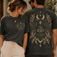 Personalized Till Death Raven Comfort Colors Shirts – Gothic Newlywed Couple Gift