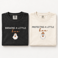 Halloween Pregnancy Couple Shirts for Expecting Parents, Brewing & Protecting a Little Boo Tees, Spooky Baby Announcement Gift