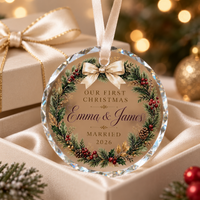 First Christmas Married Ornament 2026, Personalized Newlywed Wedding Gift, Custom Couple Keepsake