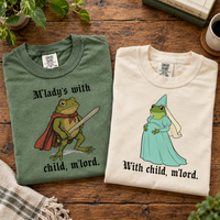 M’Lady’s With Child Frog Couple Shirts – Pregnancy Announcement