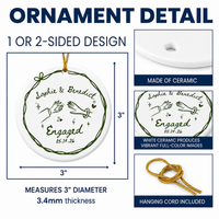 Personalized Engagement Ceramic Ornament, Custom Names & Year Keepsake for Couples, The Year We Got Engaged Gift for Bride-to-Be