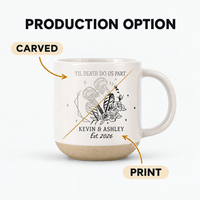 Til Death Do Us Part Skeleton Pottery Mug, Personalized Halloween Couple Anniversary Mug, Gothic Wedding Gift