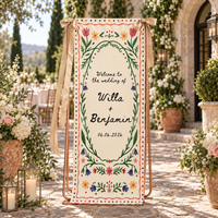Personalized Linen Wedding Welcome Sign, Custom Couple Names & Date Floral Wedding Banner, Ceremony Reception Entrance Decor