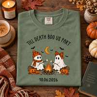 Personalized Till Death Boo Us Part Ghost Couple Shirts, Custom Wedding Date Halloween Tees, Spooky Newlywed Couple Shirt, Wedding Gift