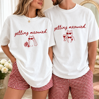 Funny Bride Cat Theme Bachelorette Shirts, Getting Meowied Cat Lover Bachelorette Party Oversized Cotton Tees