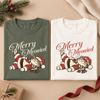 Merry Meowied Cat Couple Comfort Colors Shirts – Newlywed Christmas Gift