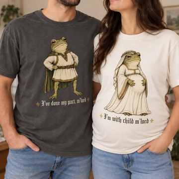M'Lord Frog Pregnancy Announcement Matching Comfort Colors Tee mockup 6