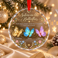 Personalized Sisters Ornament, Butterfly Name Keepsake, Custom Sister Christmas Gift, Sisters Butterfly Ornament, Personalized Name Keepsake