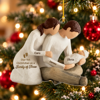 Personalized Family of Three Christmas Ornament – First Christmas With Baby