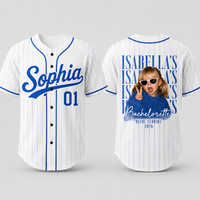 Personalized Bachelorette Baseball Jersey for Bachelorette Party, Custom Photo Bride Name Location Year & Number Shirt, Wedding Weekend Gift