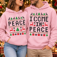 Matching Christmas Couple Sweatshirts, Come in Peace Ugly Christmas Sweaters, Funny Holiday Gift for Couples