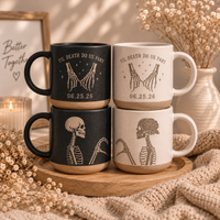 Engraved Halloween Couple Mug, Til Death Do Us Part Ceramic Mug, Matching Skeleton Mug Set, Gothic Couples Gift, Anniversary Mug
