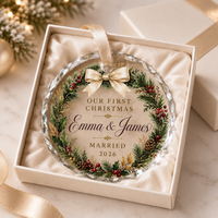 First Christmas Married Ornament 2026, Personalized Newlywed Wedding Gift, Custom Couple Keepsake