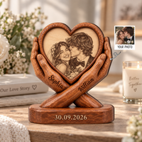 Personalized Photo Couple Wooden Block, Custom Names & Date Keepsake, Wedding Anniversary Engagement Gift for Couples