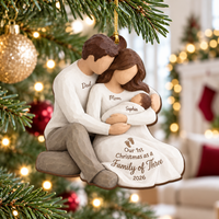 Personalized Family Of Three Hug Christmas Ornament – Baby's First Christmas