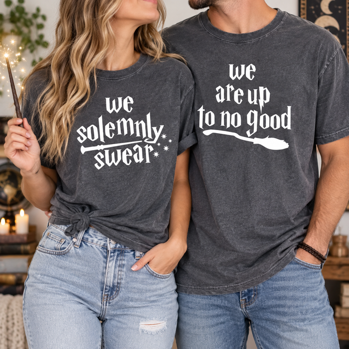Funny Matching Couple Shirts - We Solemnly Swear Tees, Boyfriend Girlfriend Gift