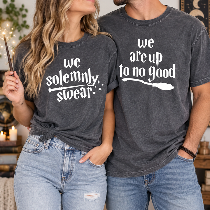 Funny Matching Couple Shirts - We Solemnly Swear Tees, Boyfriend Girlfriend Gift